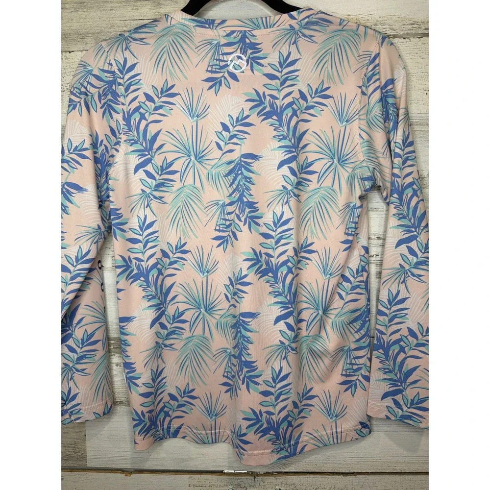 Magellan Rash Guard Girls Size M 8-10 Pink Blue Tropical Fish Gear EUC